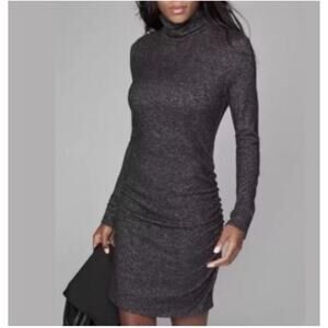 Athleta Malaga Turtleneck Ruched Gray Heathered Sweater Knit Dress Size Small